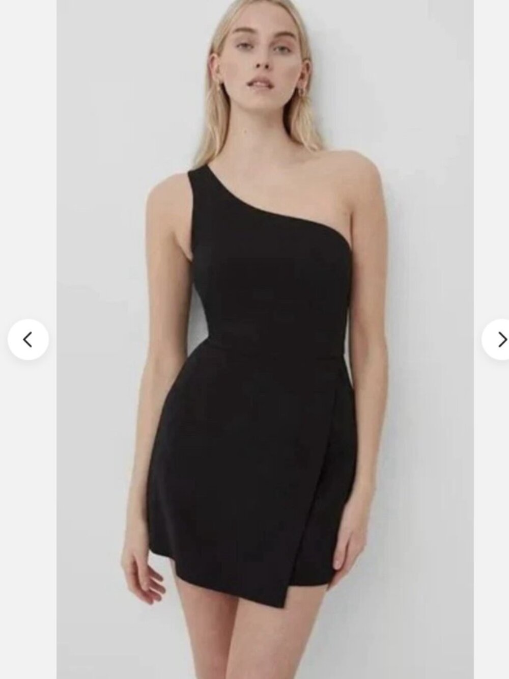 French Connection Whisper One-Shoulder Mini Dress, Black - Size 10